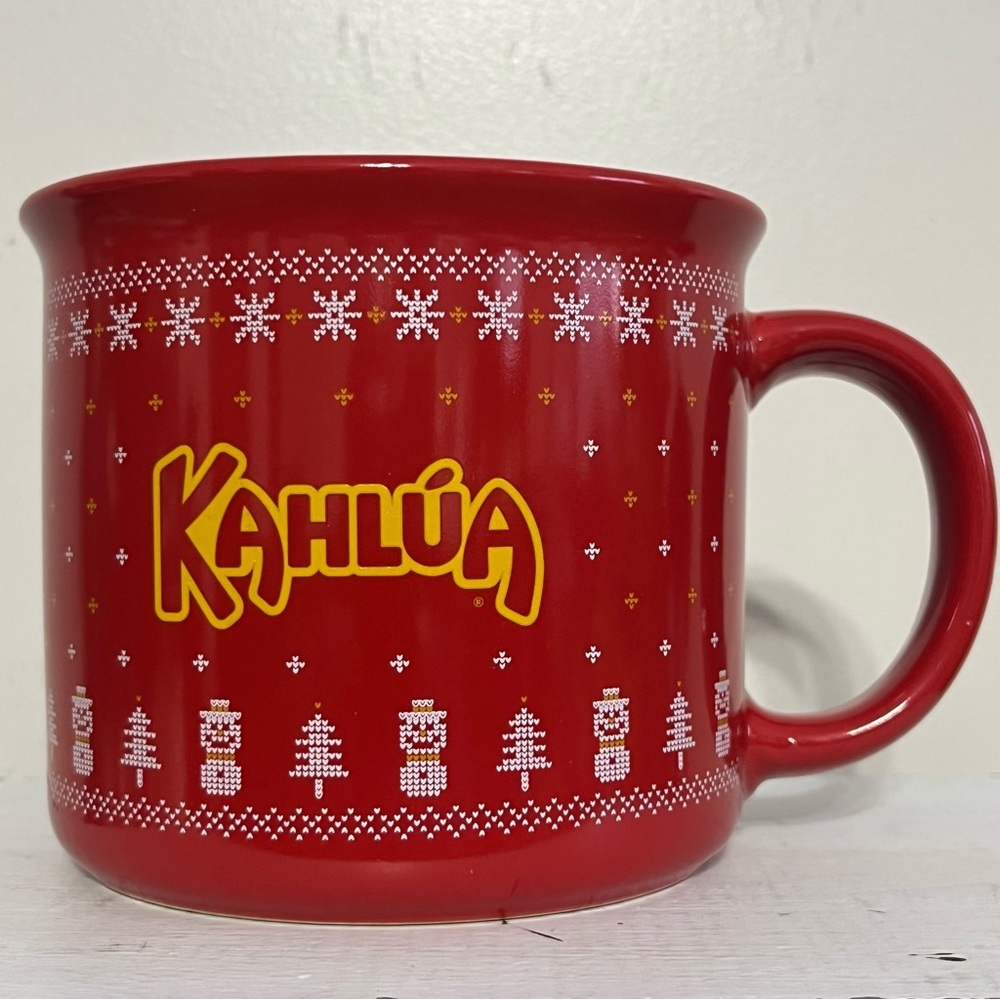 New 2024 Kahlua Mug Christmas Holiday Red‎ Snowmen Xmas Trees Snowflakes 16 Oz